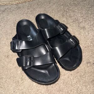 Birkenstock Black Double  Plastic Strap Sandals